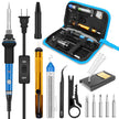 HANDSKIT Soldering Iron Kit, 60W Adjustable Temperature Welding Tool, 5pcs Soldering Iron Tip, Soldering Iron Stand, Desoldering Pump, Tweezers, Solder Wire, Carry Bag 🍁 All In One Marketplace Canada