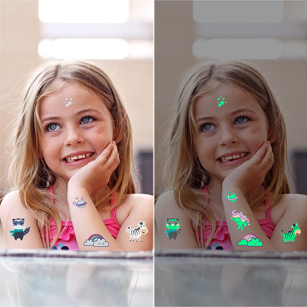 Temporary Tattoos Kids 400 Pcs Glow In The Dark Tattoos for Kids,Waterproof Skin Fake Tattoos Stickers for Boy and Girl,Luminous Kids Tattoos for Birthday Game Activities Holiday Party Favors etc 🍁 All In One Marketplace Canada