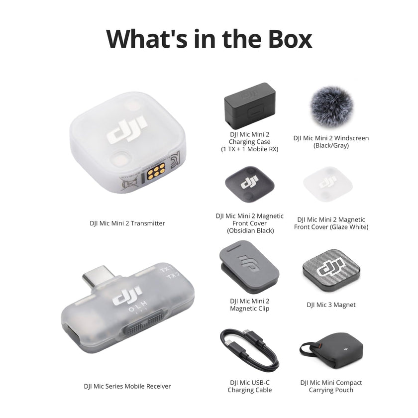 DJI Mic Mini 2 (1 TX + 1 Mobile RX + Charging Case), Lavalier Wireless Vlogging Mic for iPhone/Android/Camera, Bluetooth Microphone, Live Streaming, Plug-and-Play, 24h Battery, Noise Cancelling 🍁 All In One Marketplace Canada