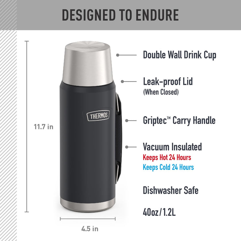 THERMOS, ICON Series, Stainless Steel Beverage Bottle, Granite, 1.2 L 🍁 All In One Marketplace Canada