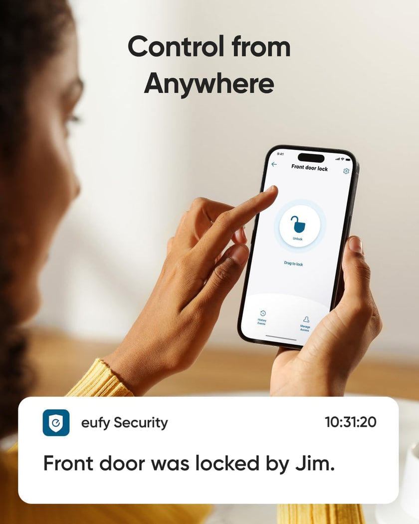 eufy Security Smart Lock C220, Fingerprint Keyless Entry Door Lock, Built-in Wi-Fi, App Remote Control, Front Door Smart Lock Deadbolt, 8Months Battery, Reliable Power, IP53 Waterproof, BHMA Grade 3 🍁 All In One Marketplace Canada