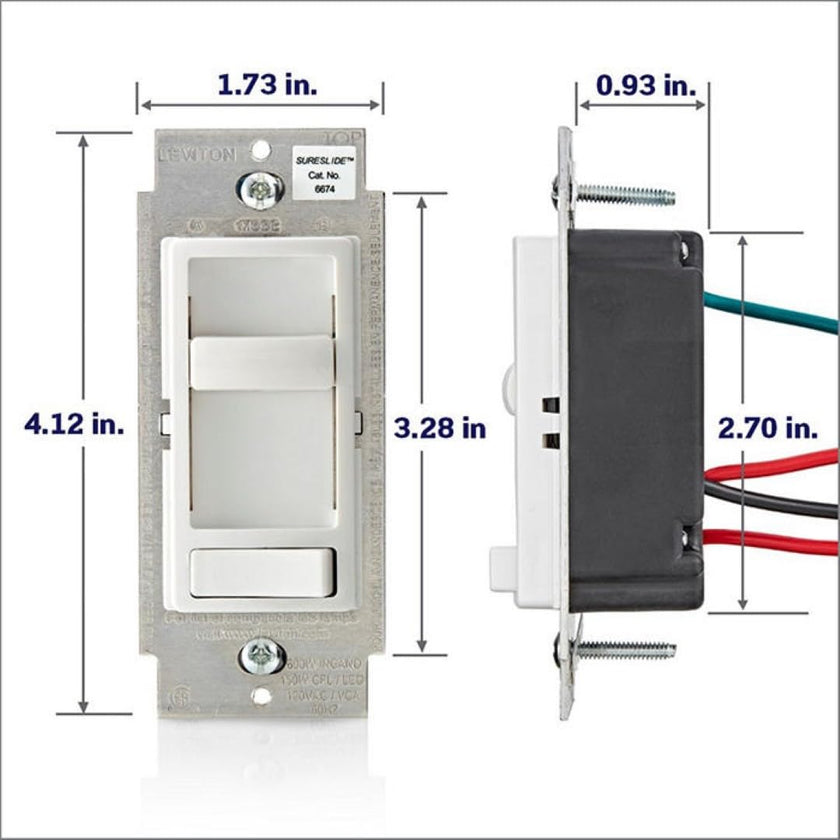 Leviton 2-Pack SureSlide Dimmer Switch for Dimmable LED, Halogen and Incandescent Bulbs, 6674-2PK, White 🍁 All In One Marketplace Canada