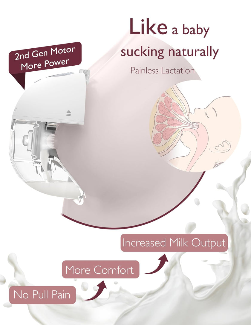 Momcozy M5 Smart App Control Hands Free Breast Pump, Double Wearable Breast Pump of Baby Mouth Double-Sealed Flange with 3 Modes & 9 Levels, Electric Pump Portable - 24mm, 2 Pack, Cozy Red 🍁 All In One Marketplace Canada