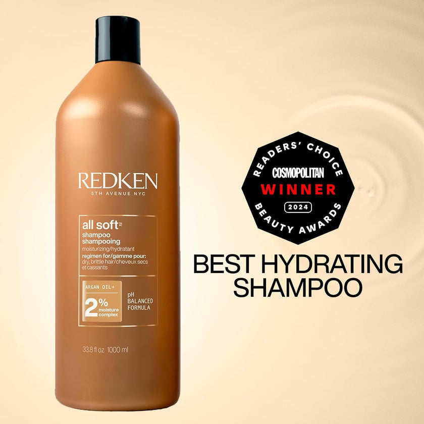 Redken All Soft Shampoo, For Dry/Brittle Hair, Moisturizes & Provides Intense Softness and Shine, With Argan Oil 🍁 All In One Marketplace Canada
