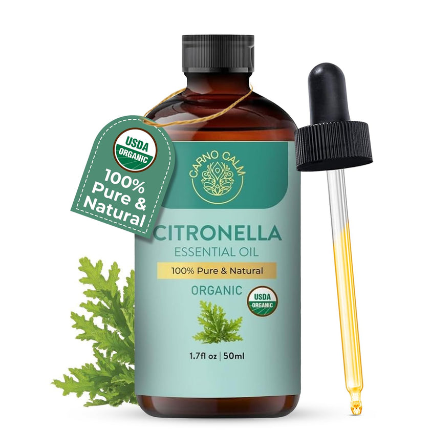 Carno Calm Organic Citronella Essential Oil | 100% Pure Natural Citronella Oil | For Scalp and Hair | Ideal for Both men and women | 1.7 fl oz 🍁 All In One Marketplace Canada