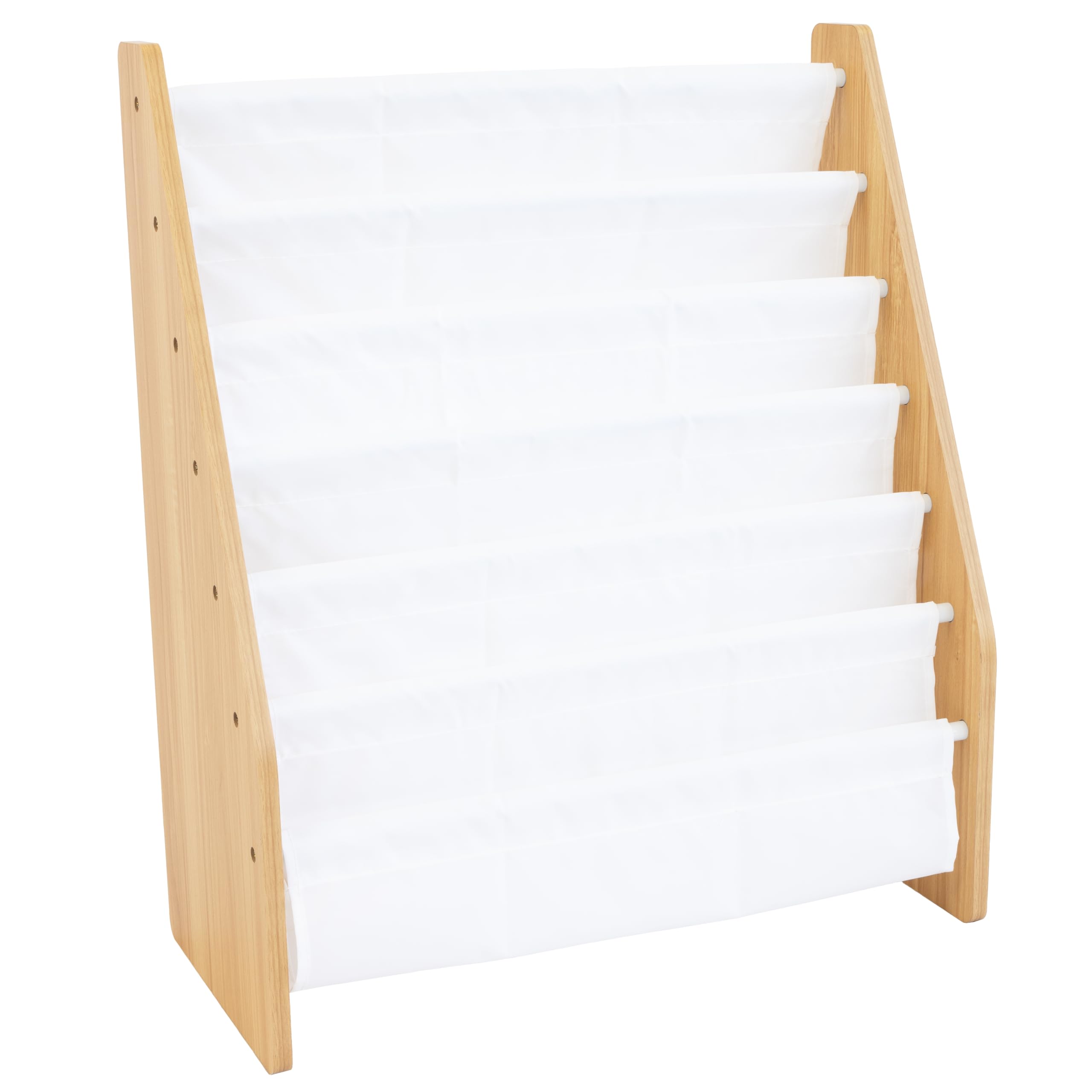 Humble Crew Kids Bookshelf 6-Tier Book Rack Organizer, Extra Large Toddler Bookcase with Fabric Storage Pockets, Front-Facing Display for Children’s Books, White/Natural Wood, Nursery/Playroom Storage 🍁 All In One Marketplace Canada