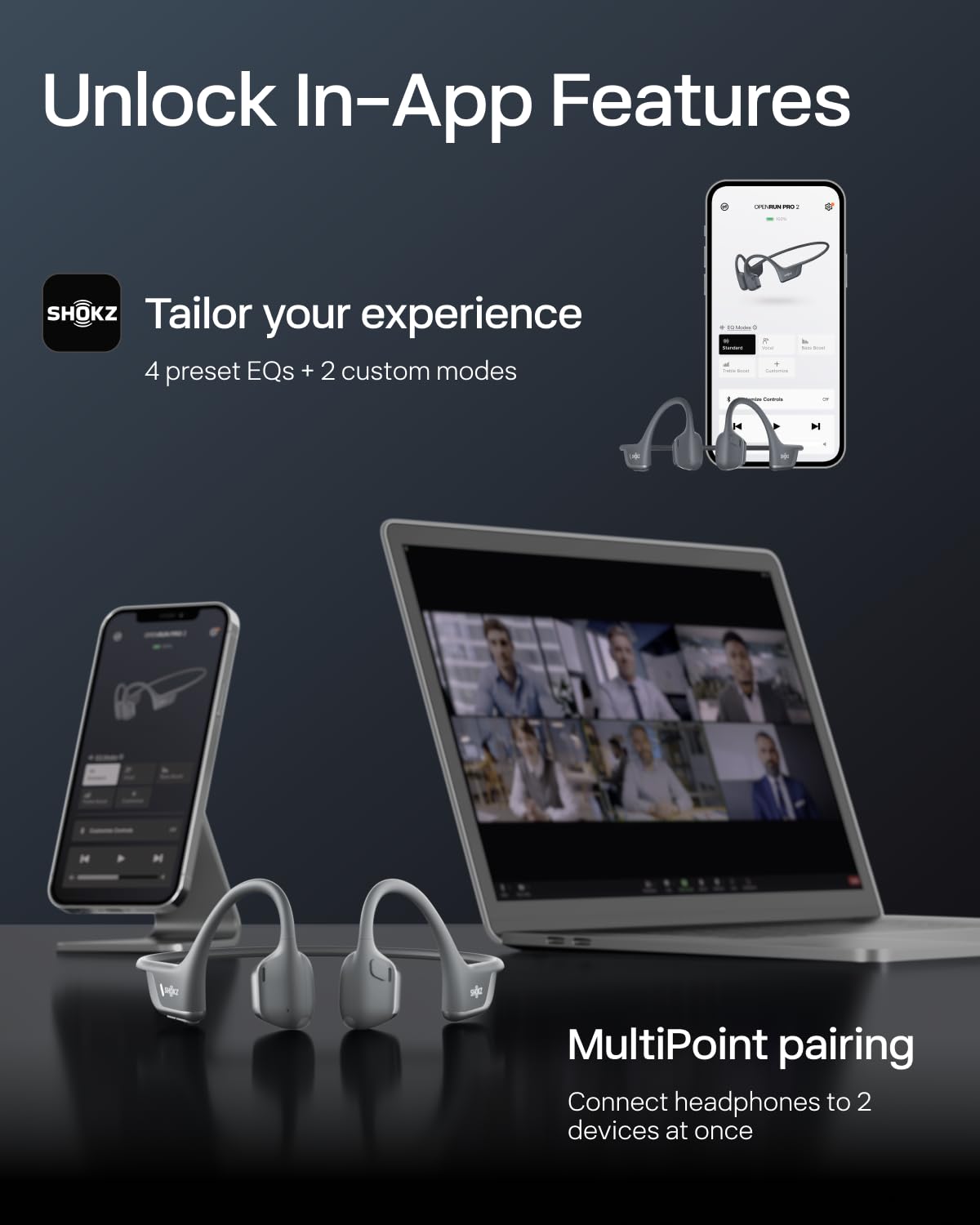 SHOKZ OpenRun Pro 2-Bone Conduction Headphones,Open-Ear Bluetooth Wireless Sport Earphones for Running,Workouts-Sweat Resistant,Comfortable Fit-Deep Bass,Smart Mic,Reflective Strip,Mini,Black 🍁 All In One Marketplace Canada