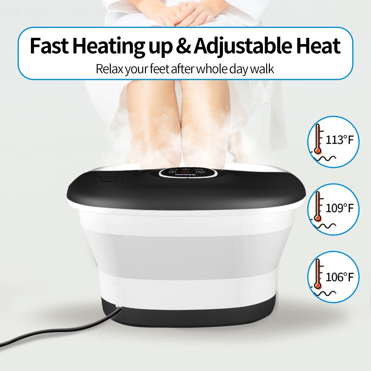 Collapsible Foot Spa Bath with Heat, Remote Control, Temperature Control, Bubbles, Pumice Stone, Red Light, Timer, 16 Massage Roller Pedicure Foot Spa Tub Foot Soaker for Soothe & Relax Tired Feet 🍁 All In One Marketplace Canada