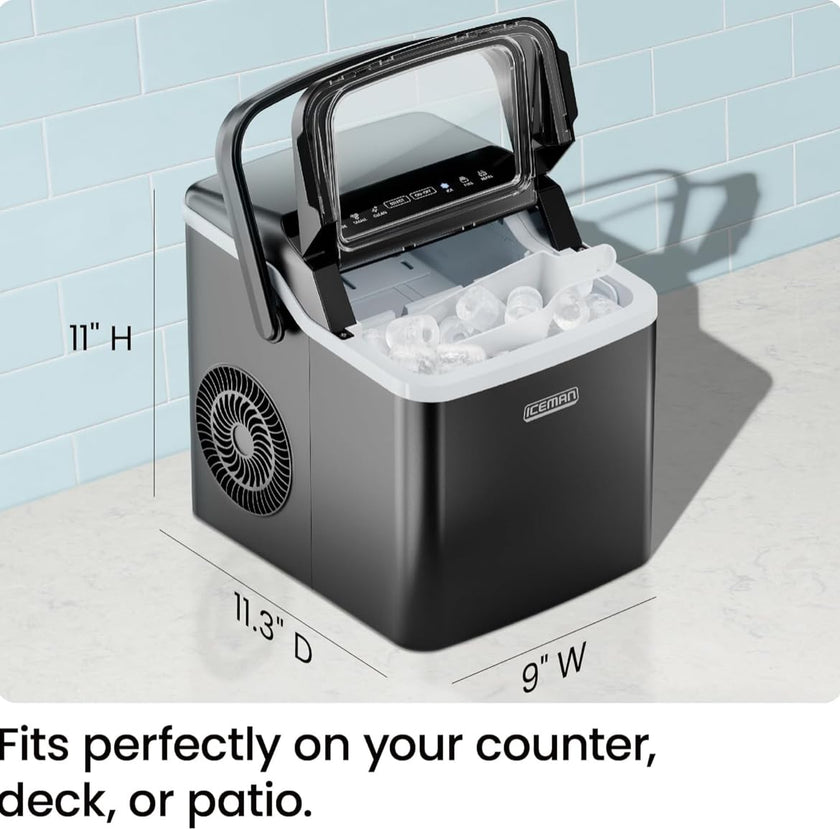 Iceman Dual-Size Ice Maker Countertop - Portable Ice Machine, Large and Small Ice Machine Maker with Self Cleaning, 9 Cubes in 7 Mins, 22lbs/24hrs, for Home, Kitchen, Office, Party, Ice Scoop Included 🍁 All In One Marketplace Canada