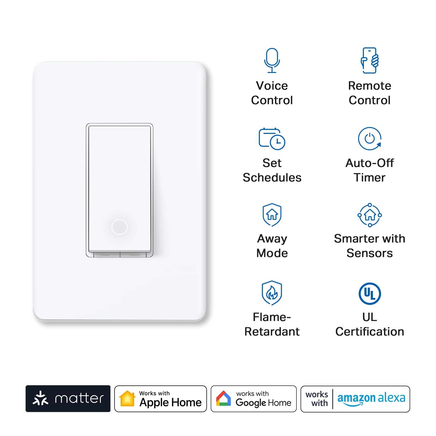 TP-Link Tapo Smart Light Switch, Matter Compatible, Single Pole, Neutral Wire Required, Voice Control w/Siri, Alexa & Google Home, UL Certified, Timer & Schedule, Guided Install, Tapo S505(2-Pack) 🍁 All In One Marketplace Canada