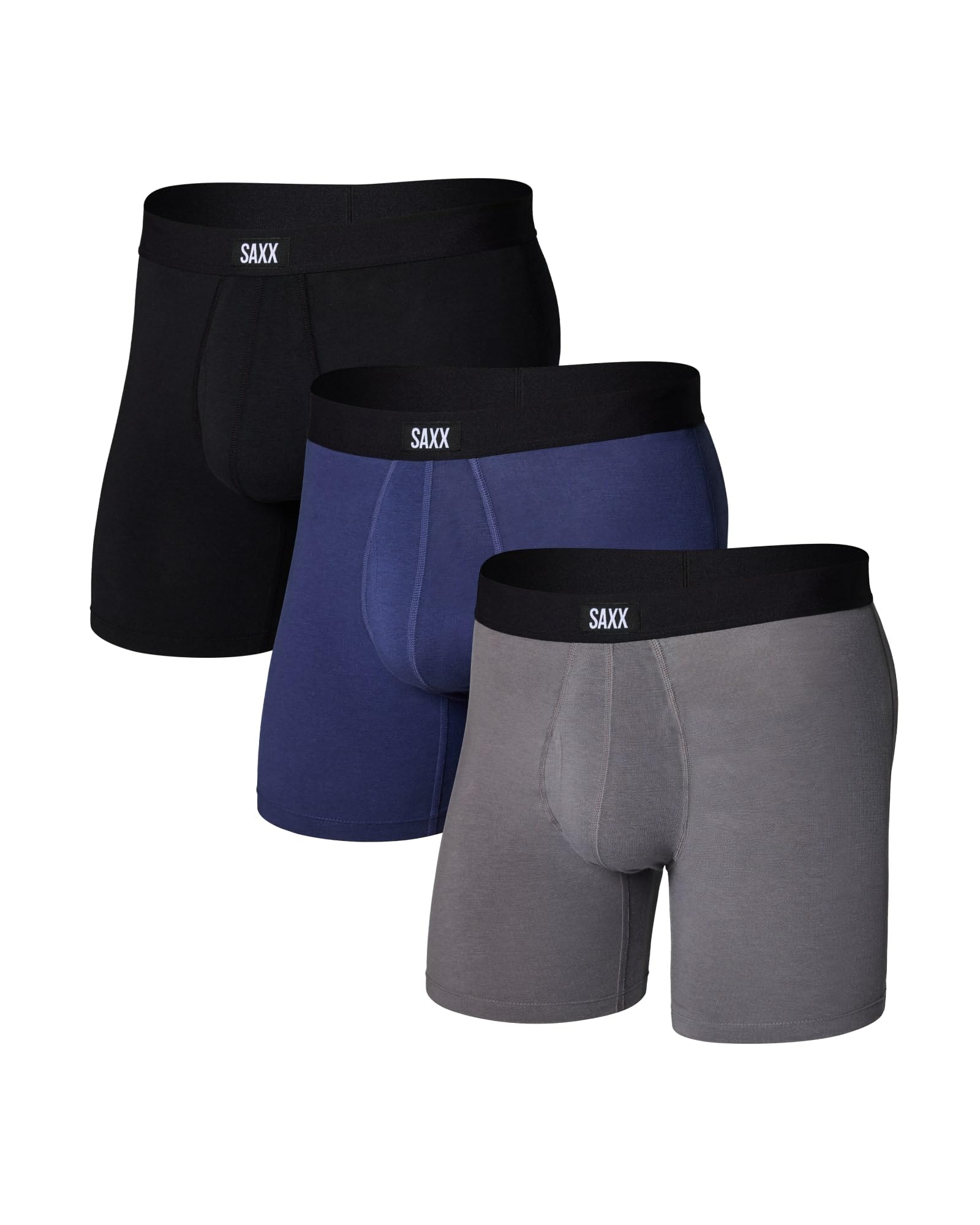 SAXX Underwear Co. Men's Core Cotton Boxer Brief Fly 3-Pack, Black/Shade/Dark Denim, X-Large 🍁 All In One Marketplace Canada