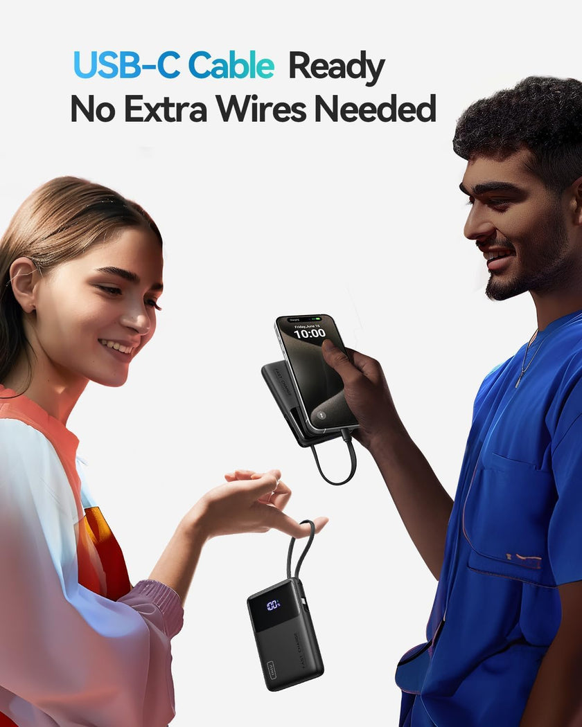 INIU 45W Power Bank, Slimmest 10000mAh Portable Charger with Built in USB C Cable, Fast Charging USB C in&Out Battery Pack, Travel External Phone Charger for iPhone 17 16 15 Samsung S25 S24 iPad etc 🍁 All In One Marketplace Canada