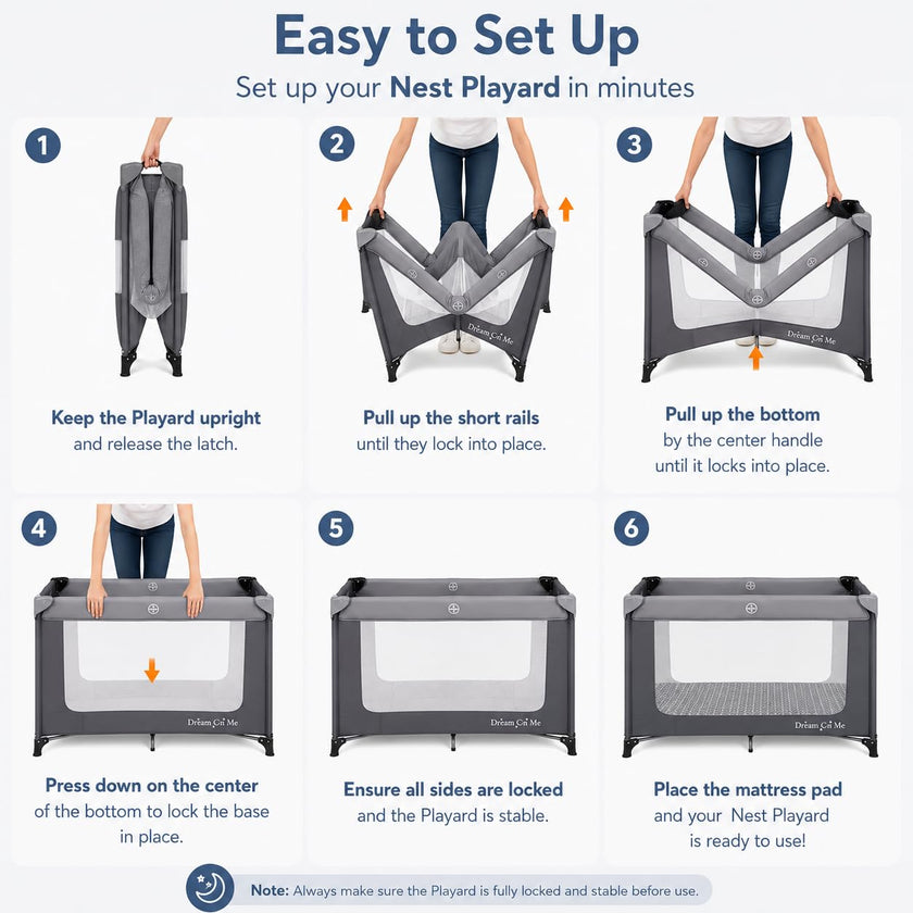 Dream On Me Nest Portable Play Yard With Carry Bag And Shoulder Strap, GREY 🍁 All In One Marketplace Canada