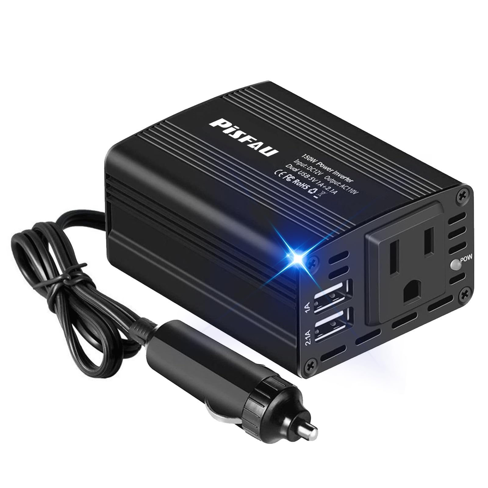 150W Power Inverter 12V DC to 110V AC Car Plug Adapter Outlet Converter with 3.1A Dual USB AC car Charger for Laptop Computer Black 🍁 All In One Marketplace Canada