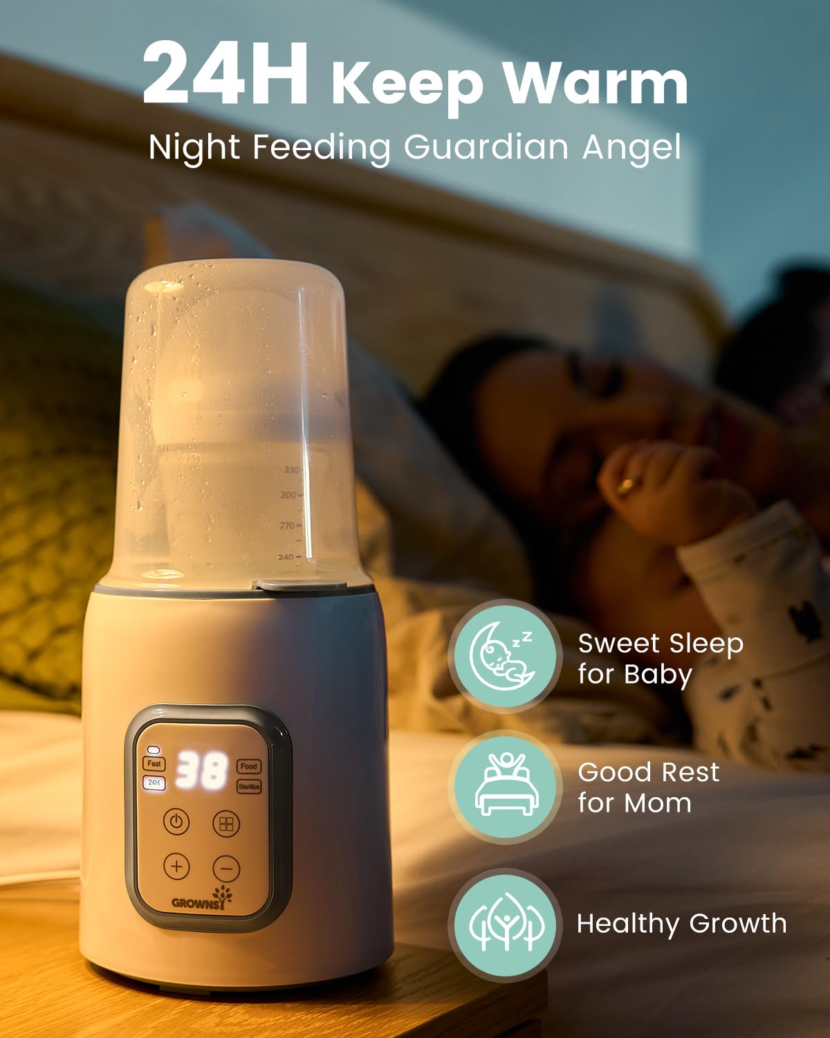 Bottle Warmer, GROWNSY 8-in-1 Fast Baby bottle Warmer with Timer LCD Display Accurate Temperature Control for Breastmilk or Formula 🍁 All In One Marketplace Canada