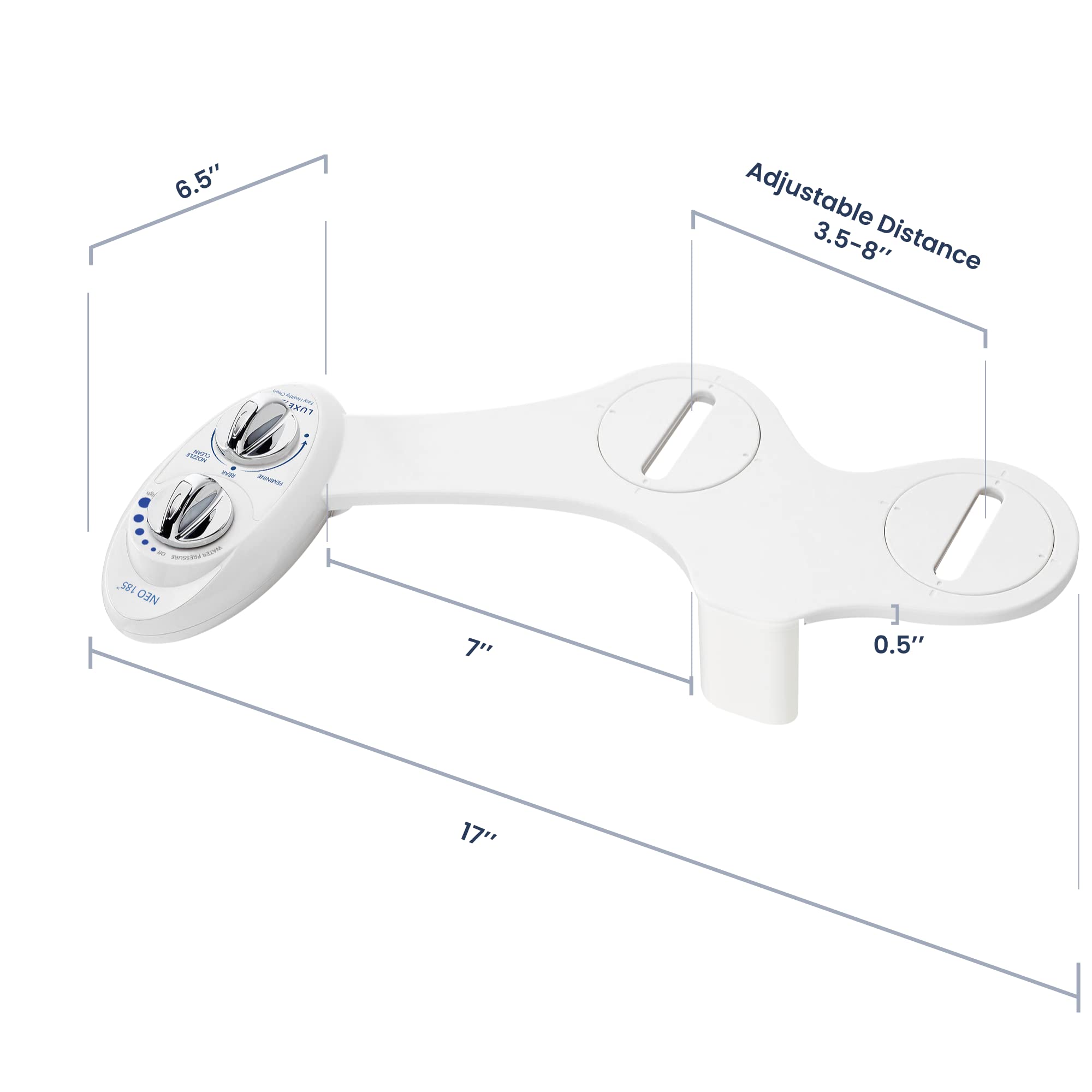 LUXE Bidet NEO 185 - Dual Nozzle, Self-Cleaning, Non-Electric Bidet Attachment for Toilet Seat, Adjustable Water Pressure, Rear & Feminine Wash (White) 🍁 All In One Marketplace Canada