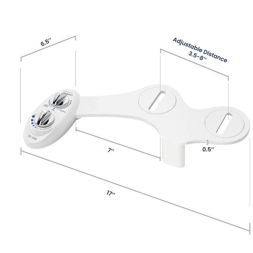 LUXE Bidet NEO 185 - Dual Nozzle, Self-Cleaning, Non-Electric Bidet Attachment for Toilet Seat, Adjustable Water Pressure, Rear & Feminine Wash (White) 🍁 All In One Marketplace Canada