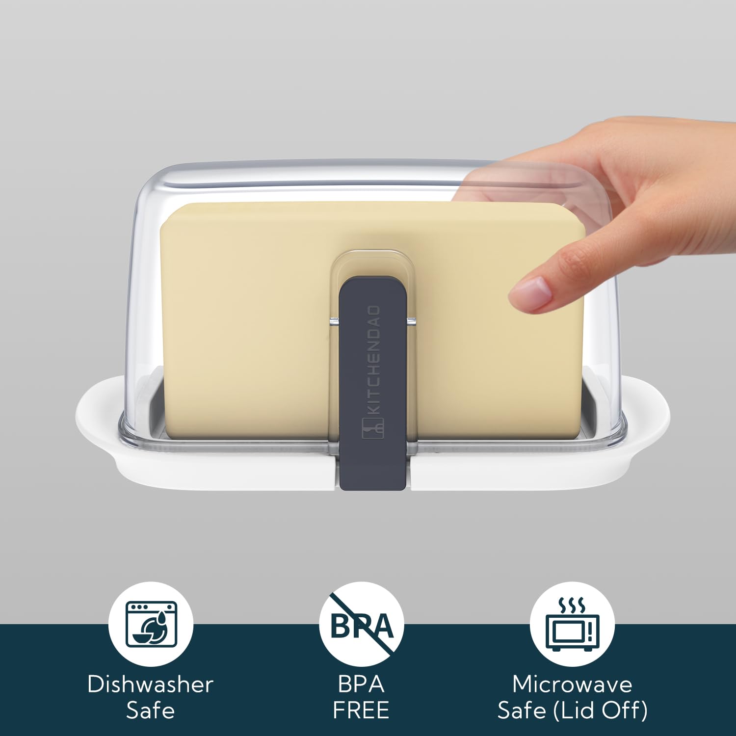 Large One-Handed Butter Dish with Lid for 1 lb Canadian Butter, Airtight Butter Keeper with Lid Fit a Full Pound Block of Butter,Locking Butter Container for Countertop,Cat/Dog Proof(White) 🍁 All In One Marketplace Canada