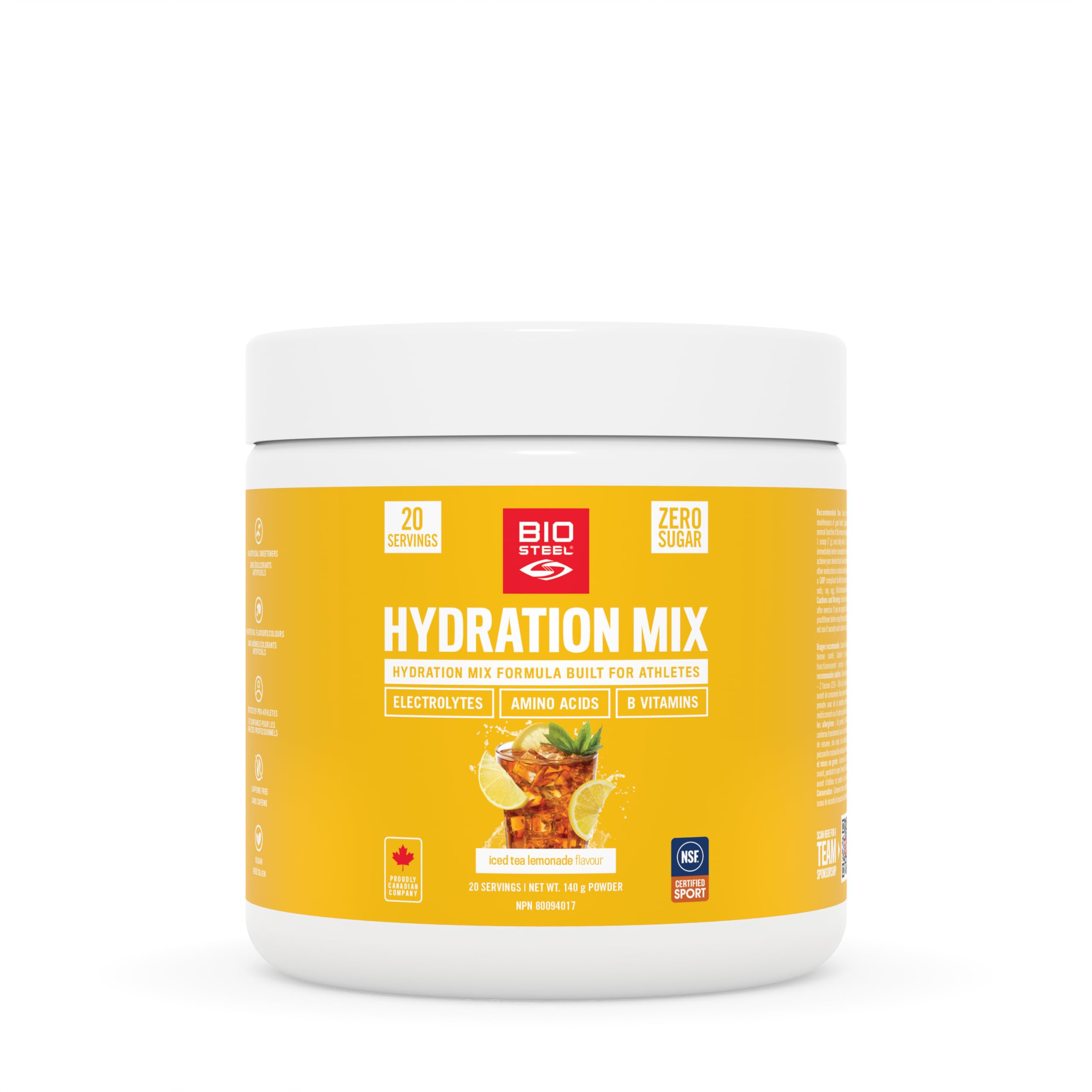 BioSteel Electrolyte Hydration Mix Powder, Zero Sugar, No Artificial Flavours, Iced Tea Lemonade, 20 Serving Container 🍁 All In One Marketplace Canada