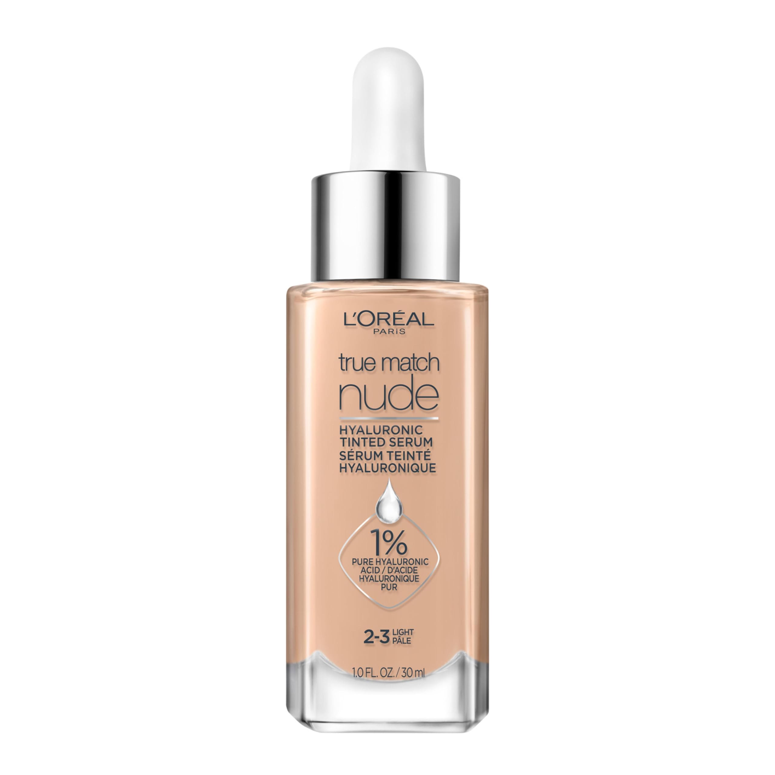 L’Oréal Paris True Match Nude Hyaluronic Foundation, Tinted Face Serum Foundation with Hyaluronic Acid for Lightweight Coverage and Instant Hydration, Radiant Finish - Light, 30 mL 🍁 All In One Marketplace Canada