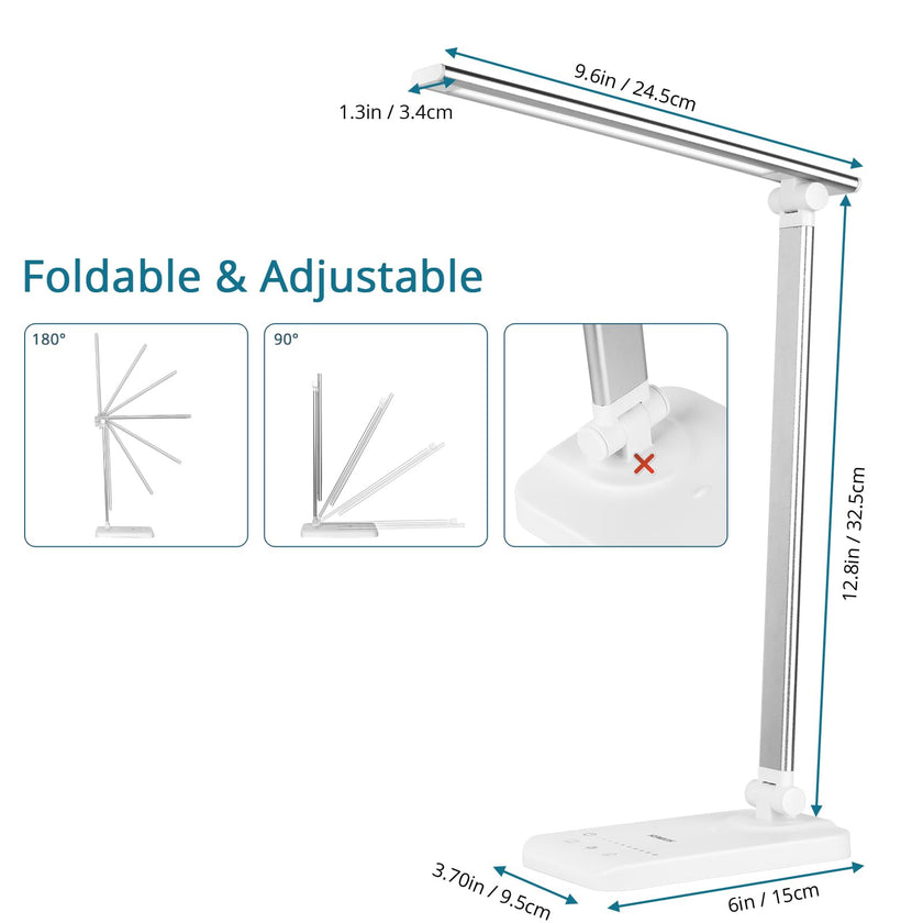Semlos Desk Lamp, Dimmable LED Table Lamp with 25 Lighting Modes, Eye-Caring Touch Control Desk Light, 45 Min Auto Timer & Memory, White 🍁 All In One Marketplace Canada
