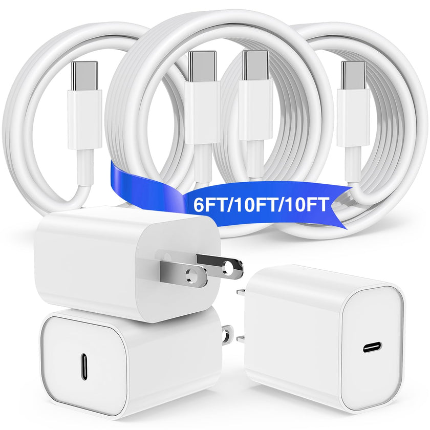 USB C Charger for iPhone 17 16 15,10FT USB C Cable and USB C Fast Charger Blcok for iPhone 17 16 Pro Max/17Air/17E/16E/16 Plus, iPhone 17 16 Fast Charging Cable iPad Pro 12.9/11 in,iPad -White 🍁 All In One Marketplace Canada