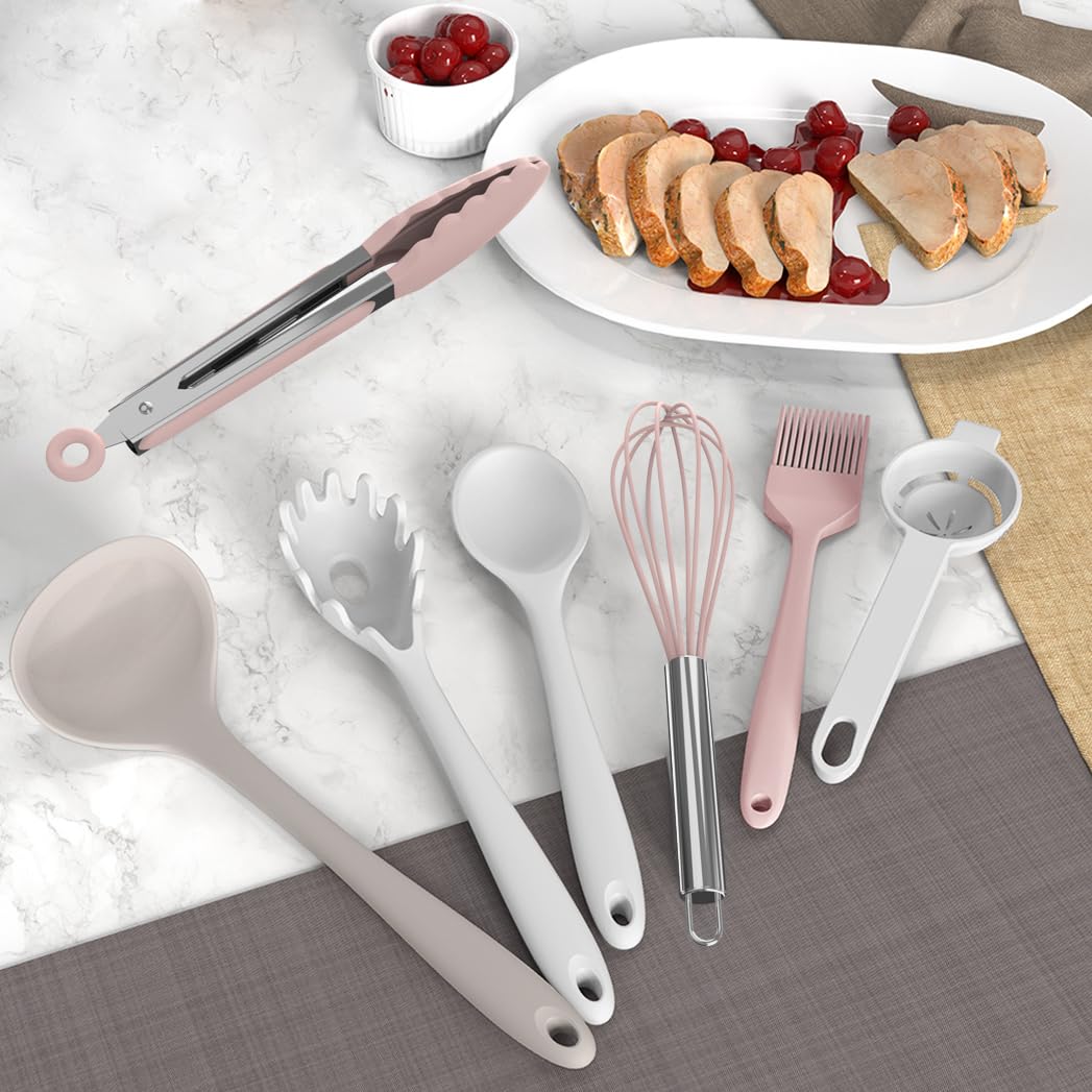 Silicone Cooking Utensils Set - 446°F Heat Resistant Silicone Kitchen Utensils,Spatula,Spoon, All Clad Kitchen Utensil Sets Gadgets Tools for Nonstick Cookware,Dishwasher Safe BPA Free (Multicolor) 🍁 All In One Marketplace Canada