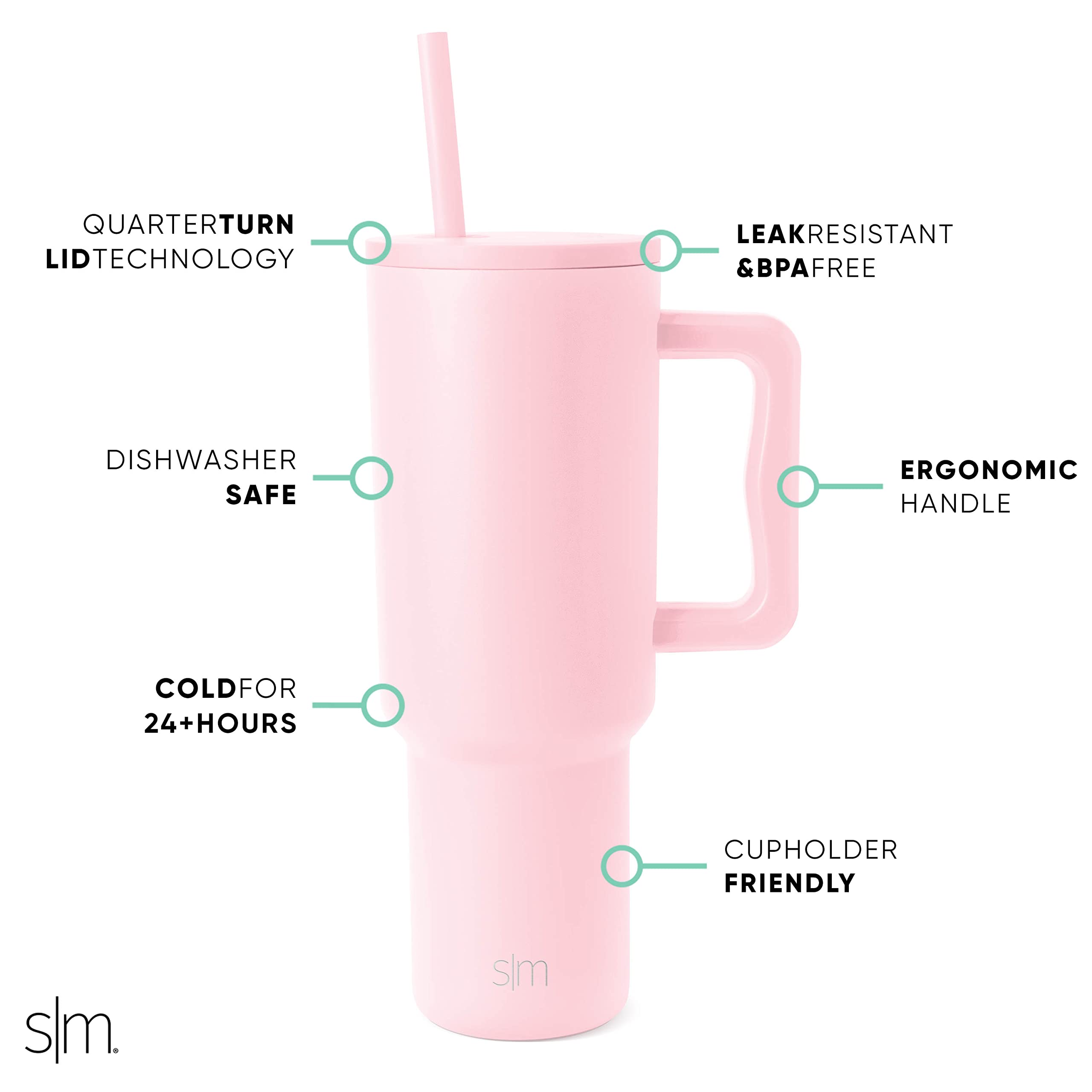 Simple Modern Tumbler with Handle and Straw | 40oz | Pink 🍁 All In One Marketplace Canada