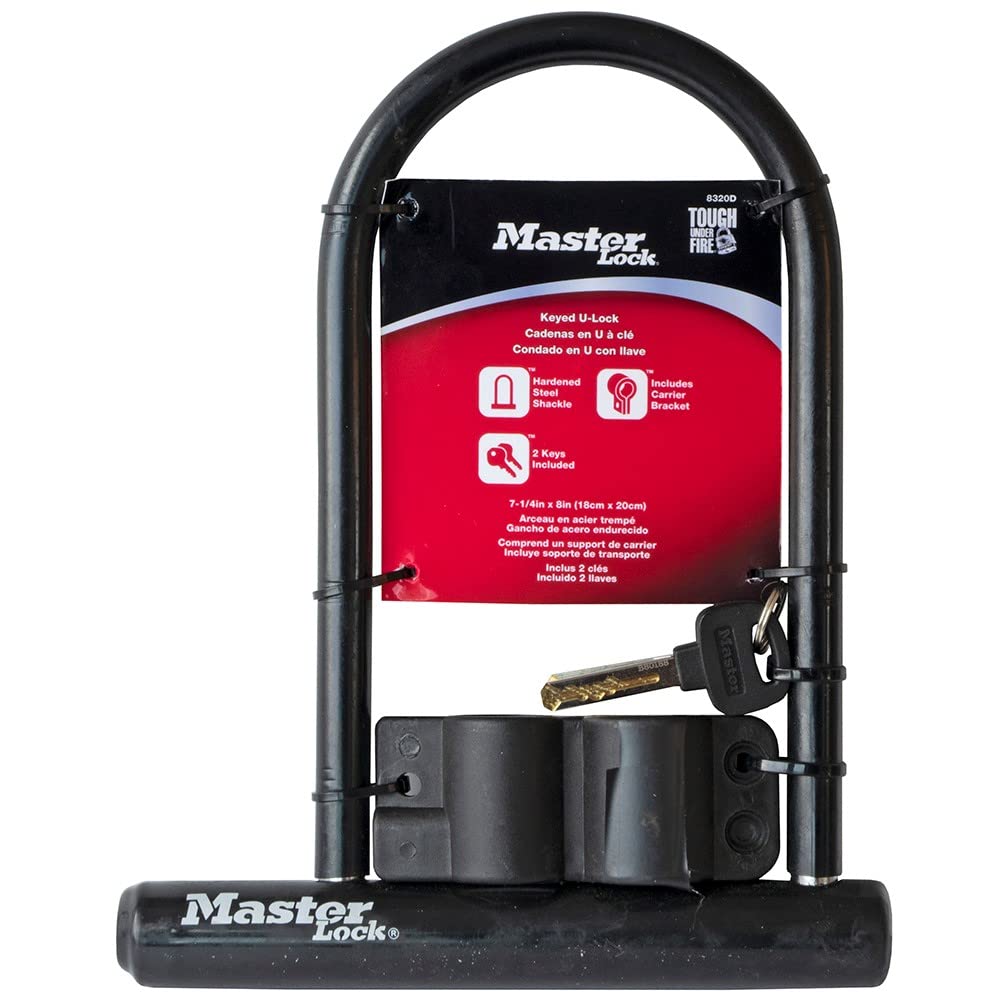 Master Lock Black Bike Lock with Key, Standard Size U-Lock for Bicycles and Other Outdoor Equipment, Anti-Theft Lock for Bikes, 8320D 🍁 All In One Marketplace Canada