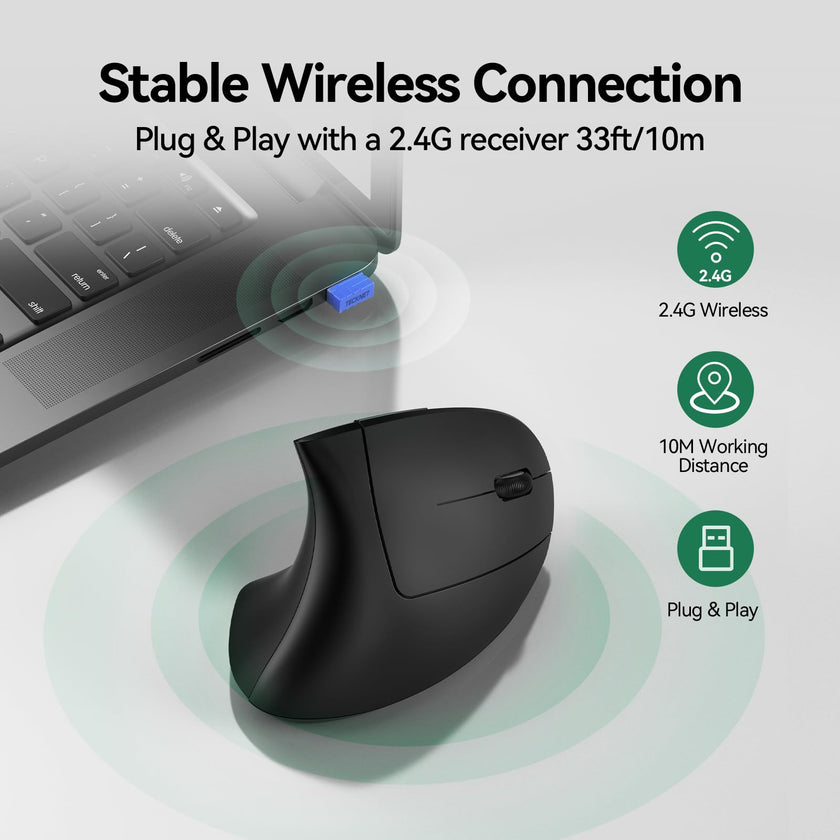 TECKNET Ergonomic Mouse, Rechargeable Vertical Ergo Mouse Wireless, Silent 2.4GHz 6 Buttons Optical Carpal Tunnel Mouse, 5 Adjustment Levels, Up to 4800DPI Wireless Mouse for Laptop, Desktop, PC 🍁 All In One Marketplace Canada