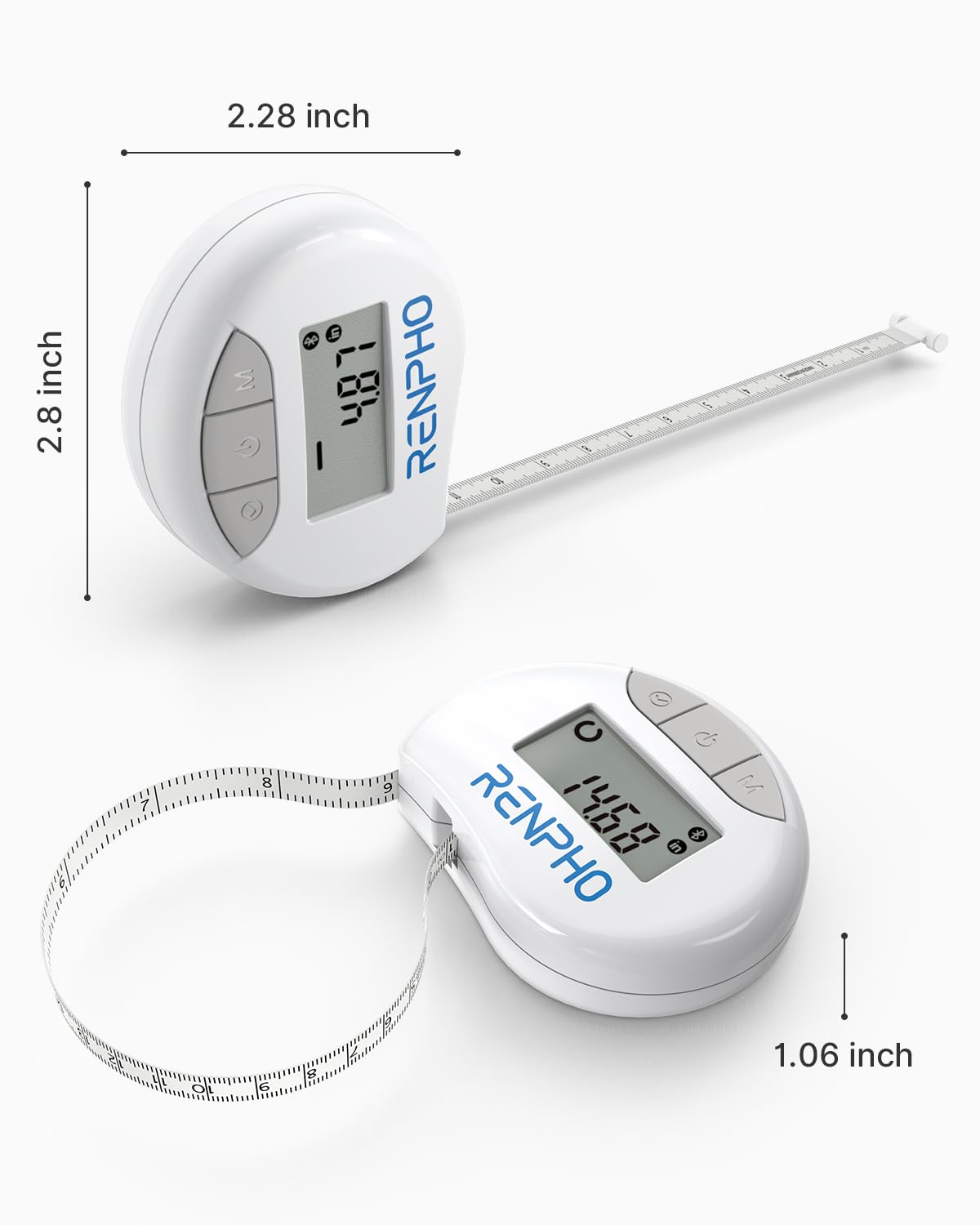 Smart Tape Measure RENPHO Bluetooth Measuring Tapes for Body Measurement Muscle Gain Fitness Bodybuilding Retractable Circumferences Inches & cm 🍁 All In One Marketplace Canada