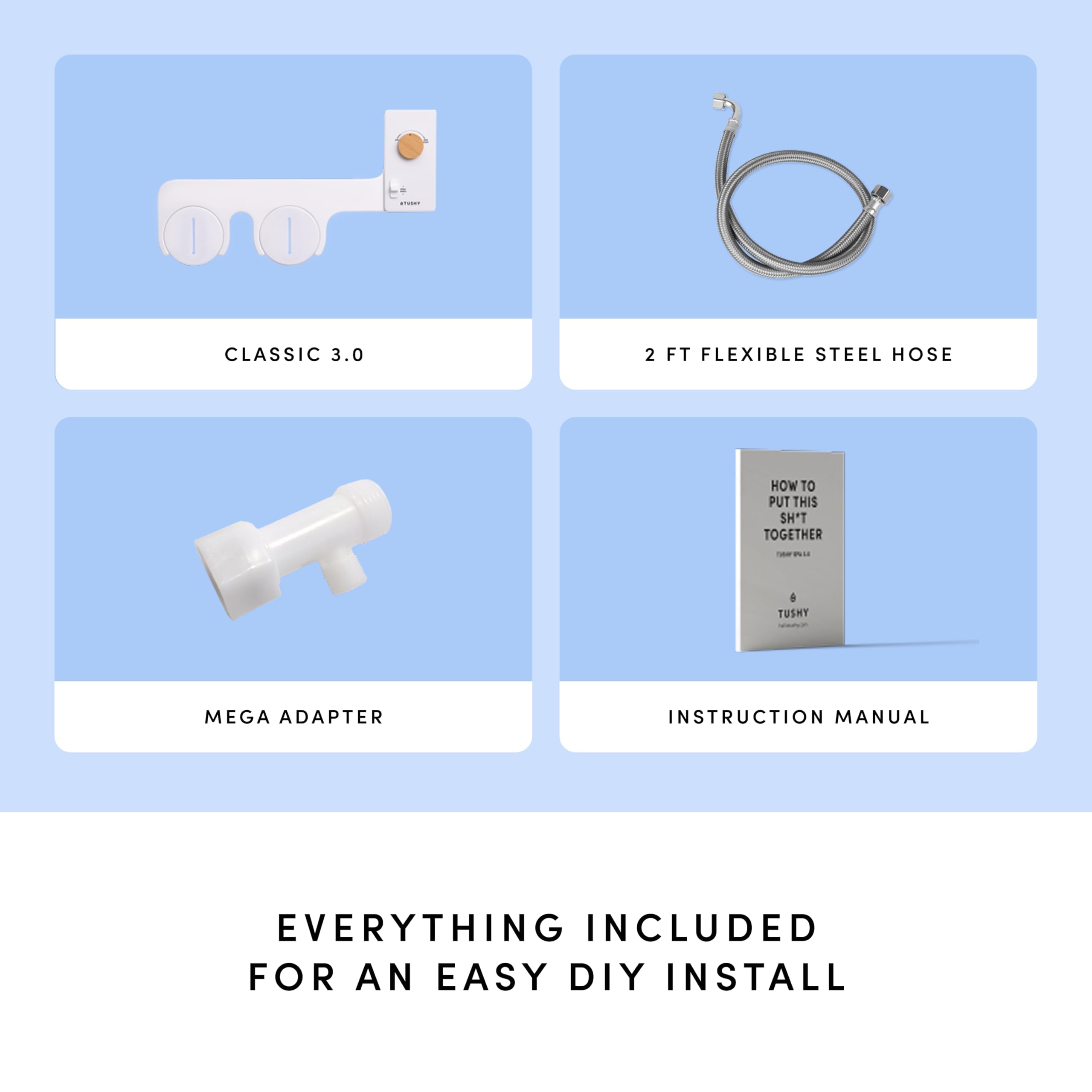 TUSHY Classic 3.0 Non-Electric Bidet Toilet Attachment, Experience a Superior Fresh Water Clean (Slim Fit, Easily Installs Under Toilet Seat, Adjustable Spray, Self Cleaning Nozzle), Bamboo Knob 🍁 All In One Marketplace Canada
