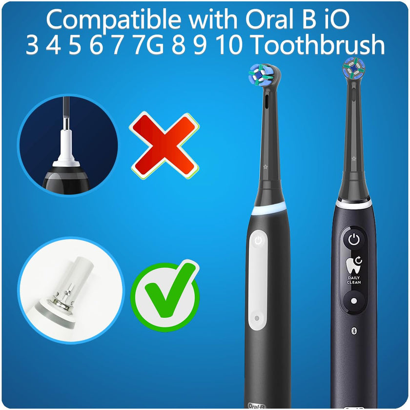 8 Pack Replacement Toothbrush Heads Compatible with Oral B iO, Brush Heads for Oral-B iO 2/3/4/5/6/7/8/9/10/7G Series, with Covers, Black 🍁 All In One Marketplace Canada