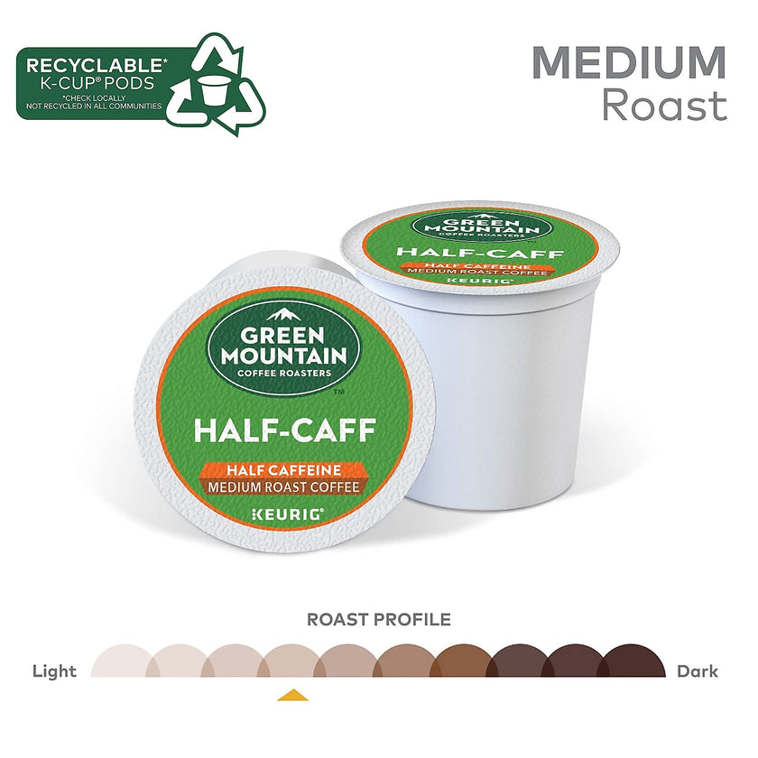 Green Mountain Coffee Half-Caff, Decaf, Medium/Dark Roast Coffee, 24 count 🍁 All In One Marketplace Canada