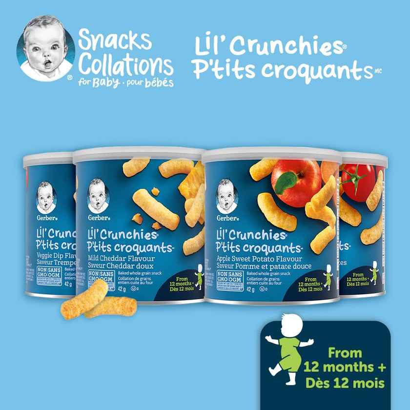 GERBER Lil’ Crunchies Mild Cheddar Flavour Toddler Snacks, 6 Boxes, 252 g 🍁 All In One Marketplace Canada