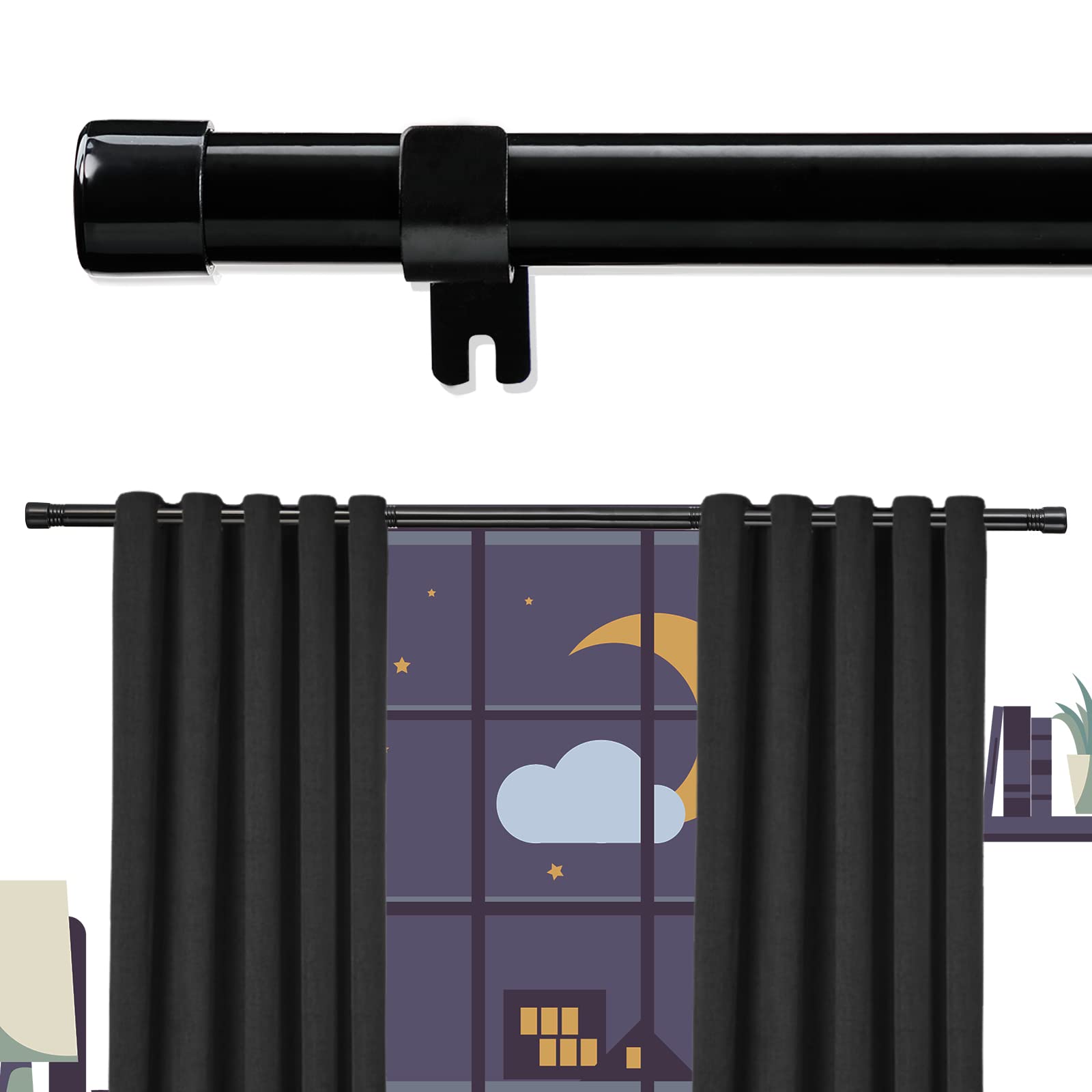 Extra Long Curtain Rods for Windows 28 to 144 inch, 1
