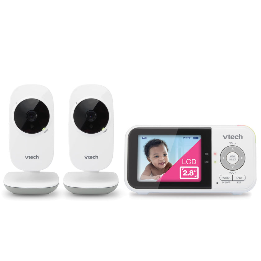 VTech VM819-2 Baby Monitor, 2.8” Screen, 2 Cameras, 1000ft Range, Night Vision, 2-Way Audio, Temperature Sensor, Lullabies, Secured Transmission No WiFi 🍁 All In One Marketplace Canada