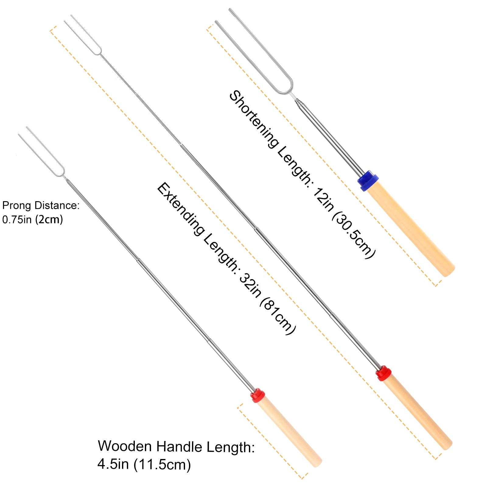 Marshmallow Roasting Sticks, Telescoping Smores Sticks for Open Fire Pit, 32 Inch Long Marshmallow Toasting Barbecue Forks Smores Skewers for Campfire Camping Hotdog Hot Dog Bonfire Grill, 5 Pack 🍁 All In One Marketplace Canada