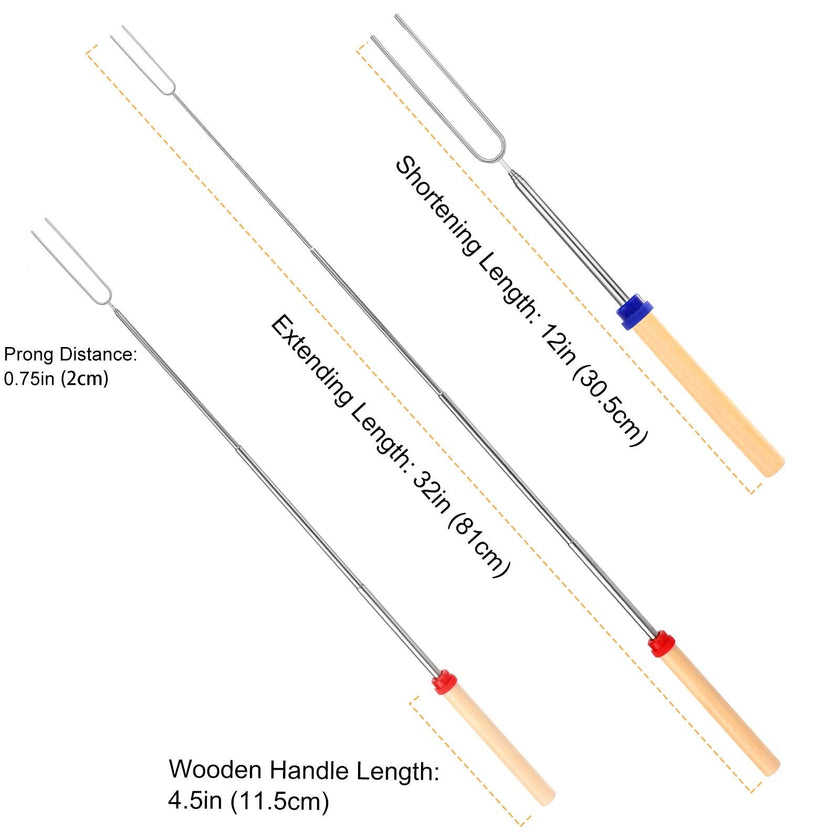 Marshmallow Roasting Sticks, Telescoping Smores Sticks for Open Fire Pit, 32 Inch Long Marshmallow Toasting Barbecue Forks Smores Skewers for Campfire Camping Hotdog Hot Dog Bonfire Grill, 5 Pack 🍁 All In One Marketplace Canada