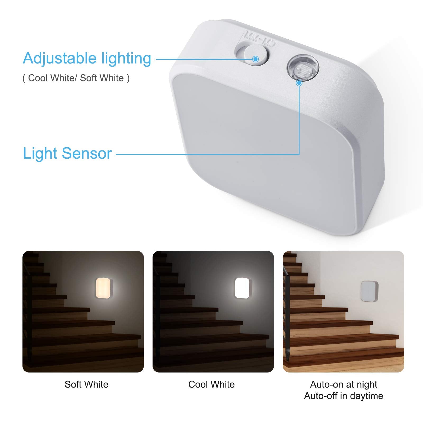 Lomotech Plug-in LED Night Light, 4 Pack Adjustment Lighting White Night Lights, Dusk to Dawn Sensor Nightlight, ETL Certified Night Lamp for Bedroom,Toilet,Stairway,Hallways (Soft White & Cool White) 🍁 All In One Marketplace Canada