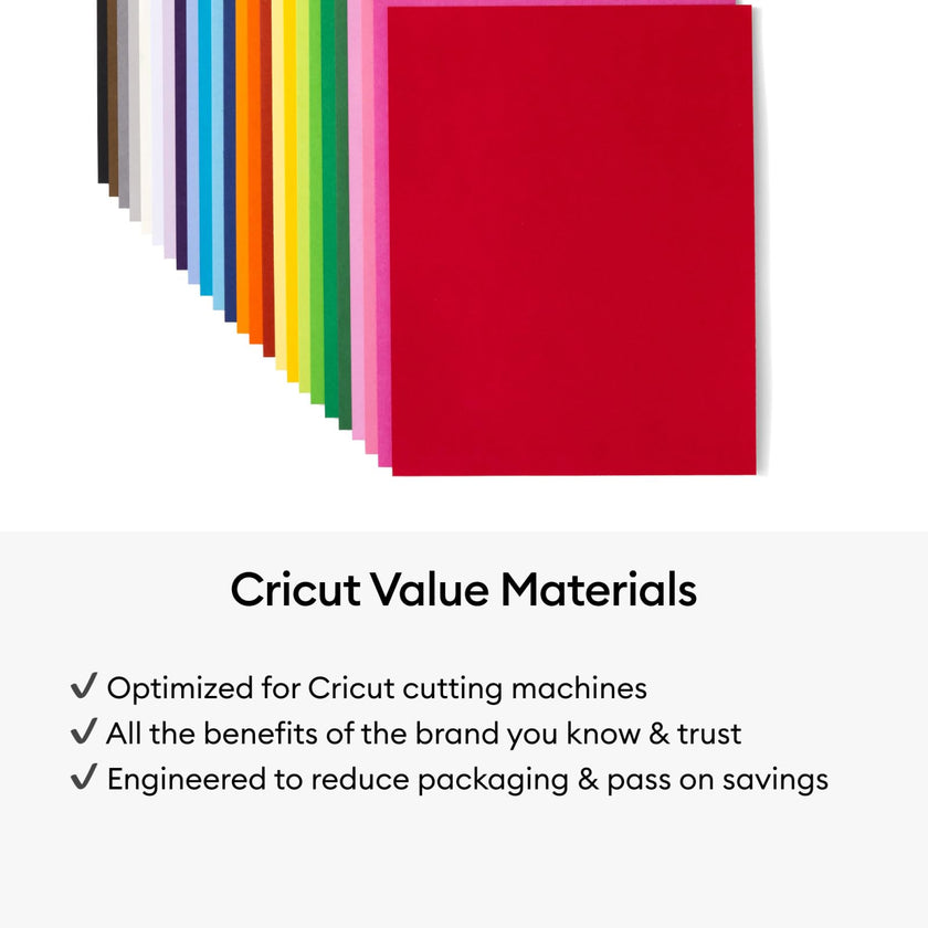 Cricut Value Cardstock Paper, Rainbow Sampler - 125 Sheets (8.5