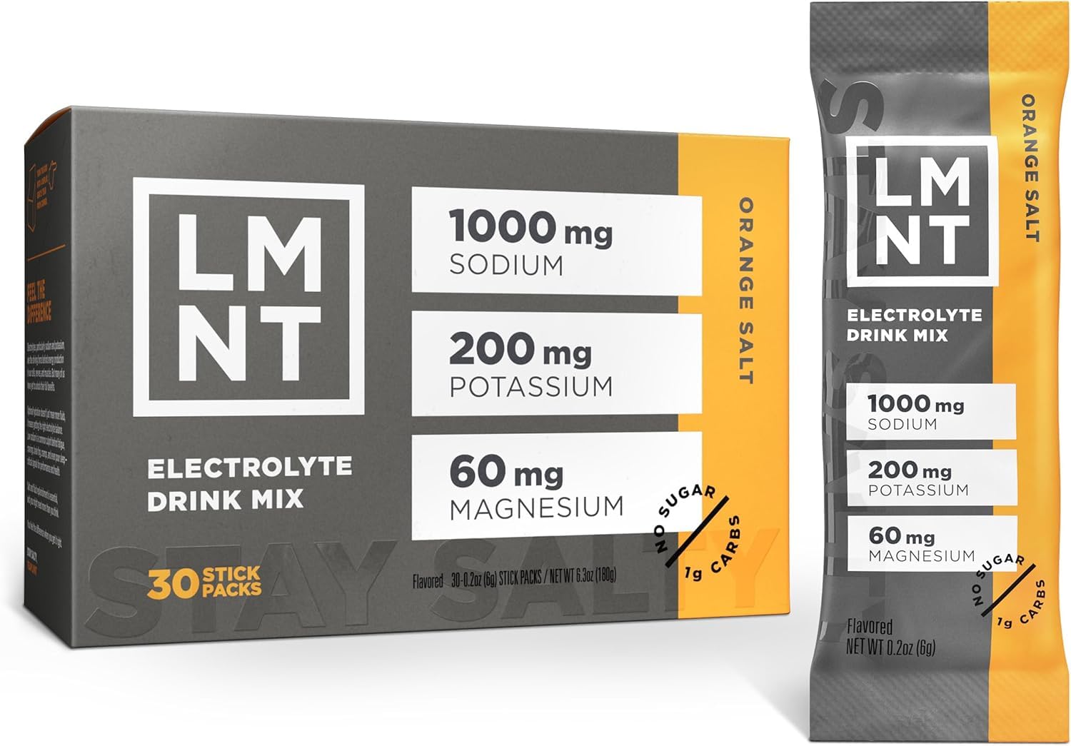 LMNT Electrolyte Drink Mix | Hydration Powder | Keto & Paleo | No Sugar, No Artificial Ingredients | 30 Stick Packs (Orange Salt) 🍁 All In One Marketplace Canada