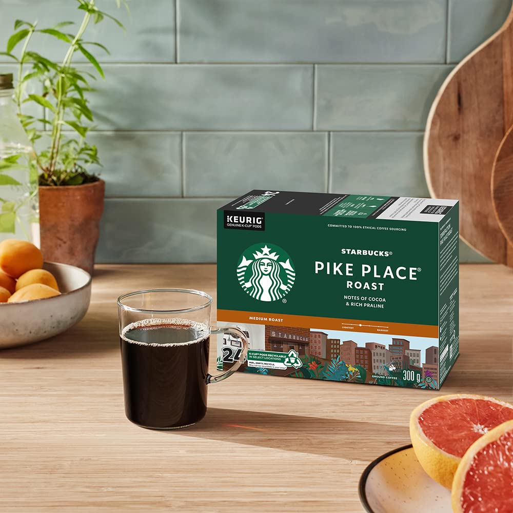Starbucks Pike Place Medium Roast K-Cups, Single Serve Keurig Compatible Coffee Pods for Keurig Brewers - 24 Capsules 🍁 All In One Marketplace Canada