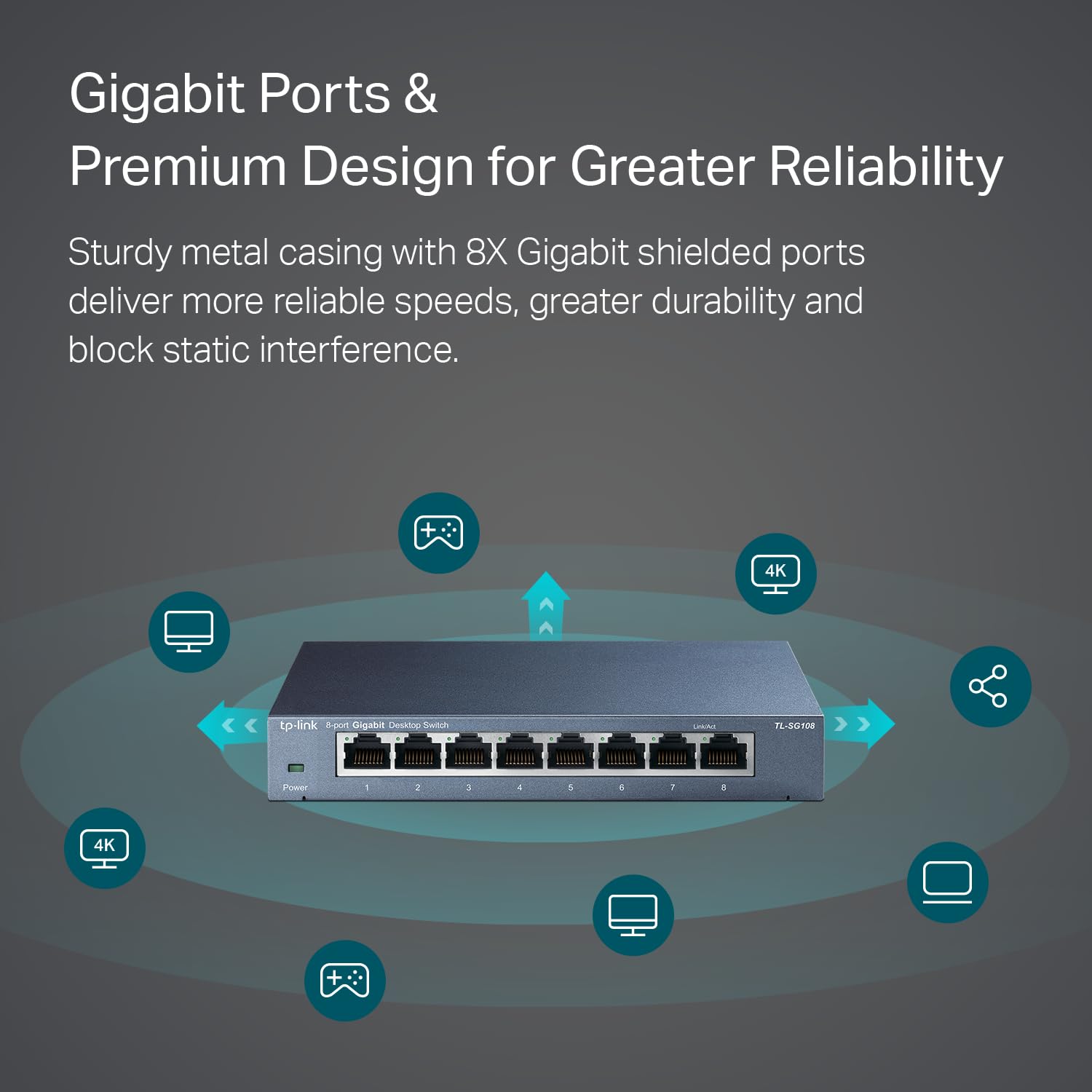 TP-Link TL-SG108 | 8 Port Gigabit Unmanaged Ethernet Network Switch, Ethernet Splitter | Plug & Play | Fanless Metal Design | Shielded Ports | Traffic Optimization | Limited Lifetime Protection 🍁 All In One Marketplace Canada