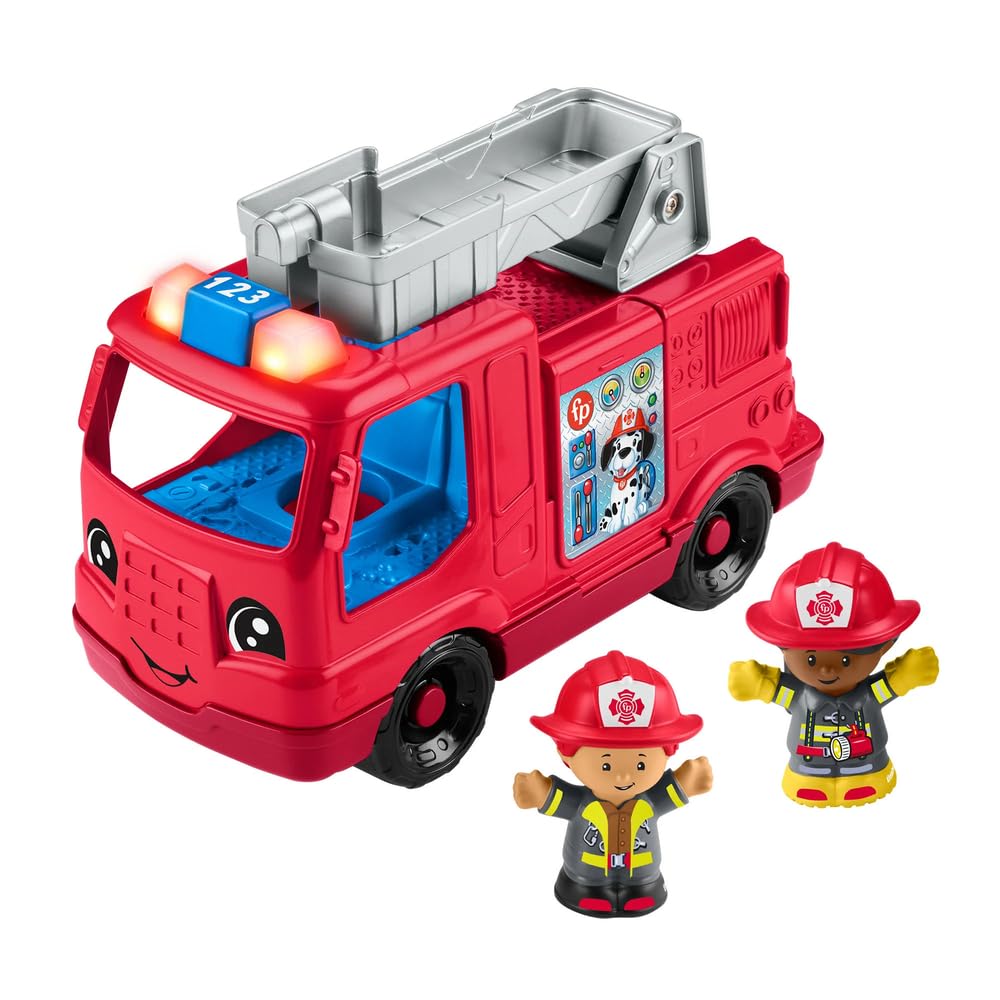 Fisher-Price Little People Toddler Toy Fire Truck Musical Push-Along Vehicle with 2 Figures for Pretend Play Ages 1+ Years 🍁 All In One Marketplace Canada