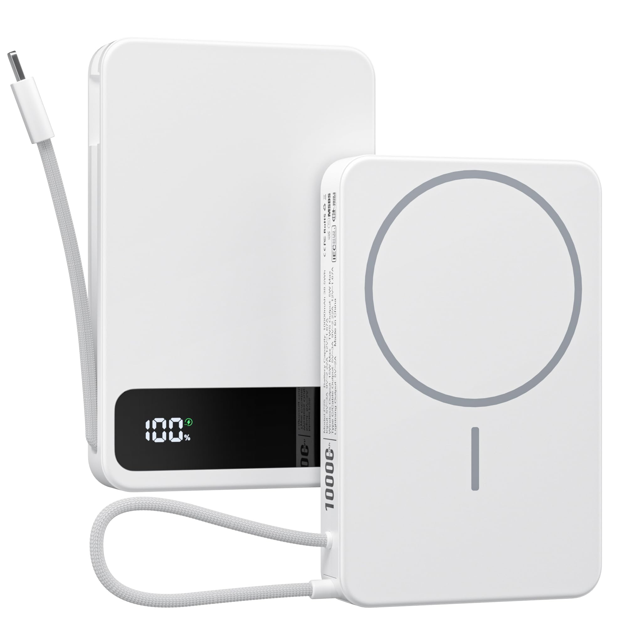 Magnetic Power Bank, 10,000mAh Wireless Portable Charger for Mag-Safe 15W Fast Charging, Battery Pack with USB-C/Lightning Cable 22.5W in/Out for iPhone 17/16/15/14/13/12 Series, AirPods & More 🍁 All In One Marketplace Canada