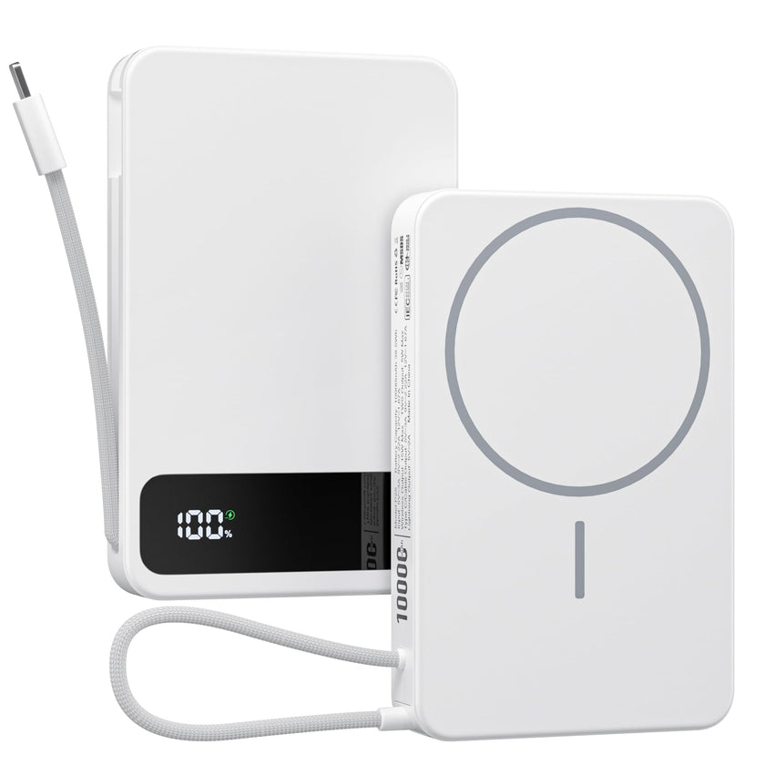 Magnetic Power Bank, 10,000mAh Wireless Portable Charger for Mag-Safe 15W Fast Charging, Battery Pack with USB-C/Lightning Cable 22.5W in/Out for iPhone 17/16/15/14/13/12 Series, AirPods & More 🍁 All In One Marketplace Canada