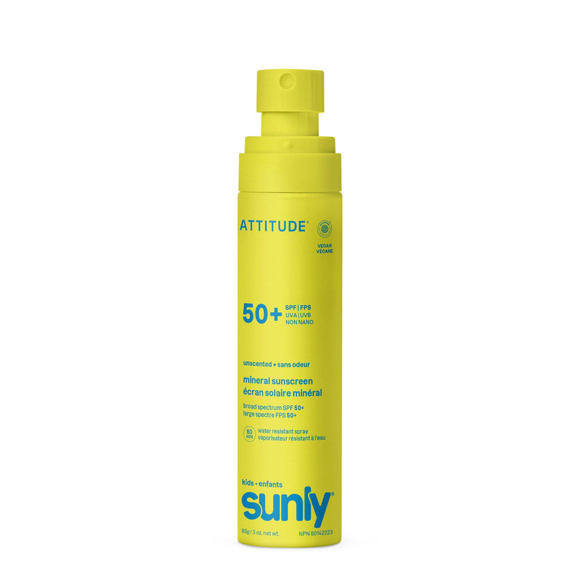 ATTITUDE Kids Mineral Sunscreen Lightweight Lotion SPF 50, Broad Spectrum Zinc Oxide, EWG Verified, Non-Nano, Water-Resistant 80 Minutes, Non-Greasy for Face & Body, Vegan, Unscented, 80 grams 🍁 All In One Marketplace Canada