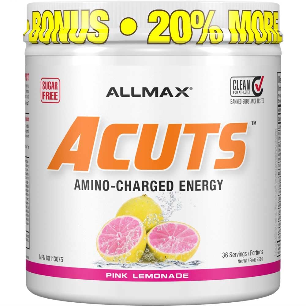 ALLMAX ACUTS Amino Energy Powder with Amino Acids Supplement, Pink Lemonade, 36 Servings, Caffeine, Green Coffee Extract, 2000 mg Taurine, L-Carnitine, Sugar Free, Gluten & Dye Free, Amino Acid Drink 🍁 All In One Marketplace Canada