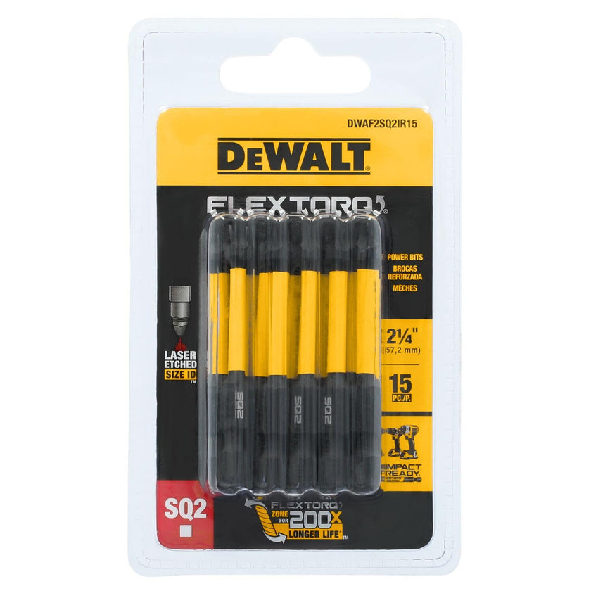 DEWALT Flextorq Impact Bits SQ2 Square 2-in, HSS Screw Bits, 15-pk (DWAF2SQ2IR15) 🍁 All In One Marketplace Canada